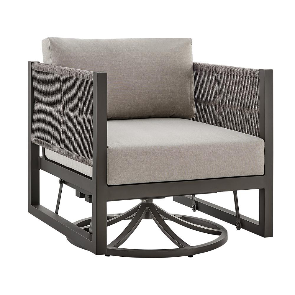 Cuffay Outdoor Patio Swivel Glider Lounge Chair in Dark Brown Aluminum with Cushions