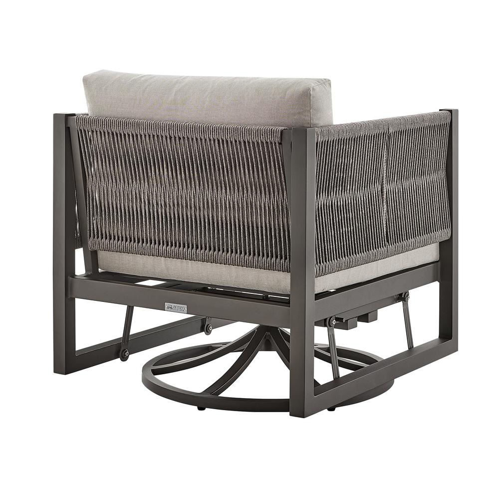 Cuffay Outdoor Patio Swivel Glider Lounge Chair in Dark Brown Aluminum with Cushions