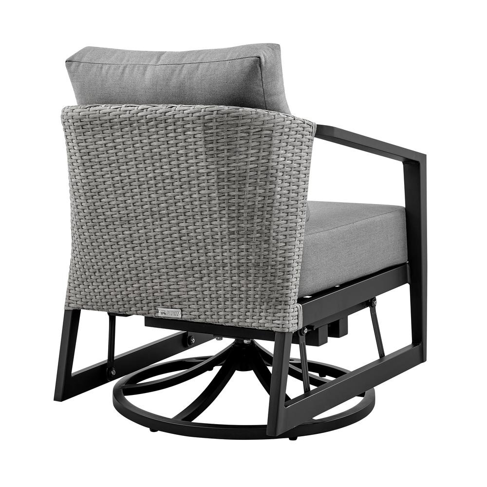 Aileen Outdoor Patio Swivel Lounge Chair in Aluminum with Grey Cushions