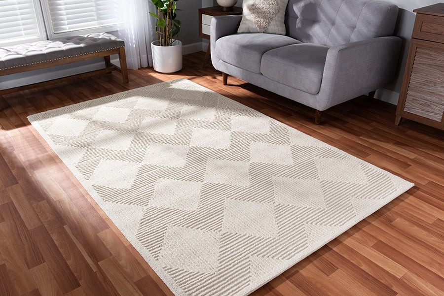 Baxton Studio Sovanna Modern and Contemporary Ivory Hand-Tufted Wool Area Rug