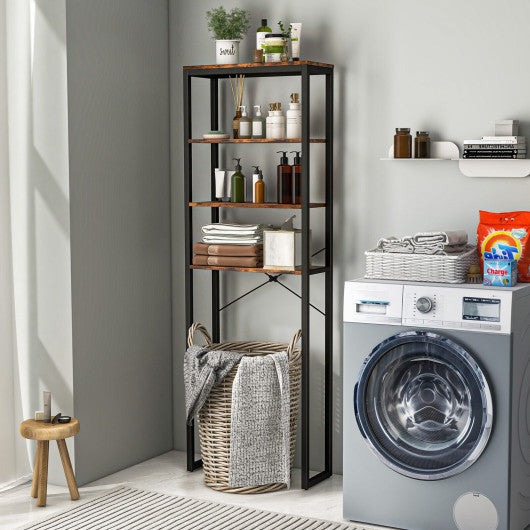 4-Tier Freestanding Over the Toilet Storage Rack-Rustic Brown