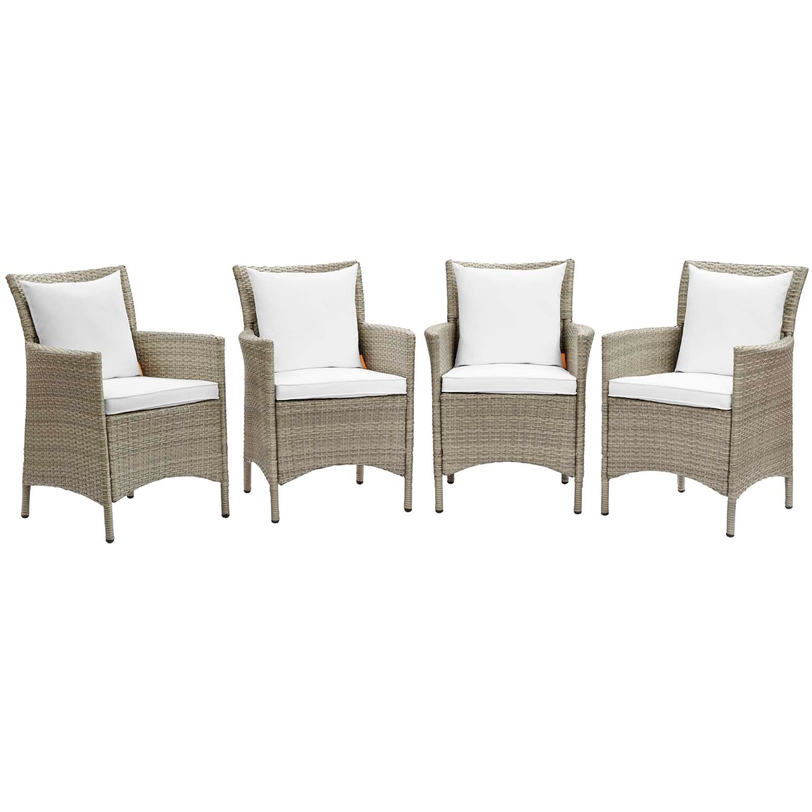 Conduit Outdoor Patio Wicker Rattan Dining Armchair Set of 4