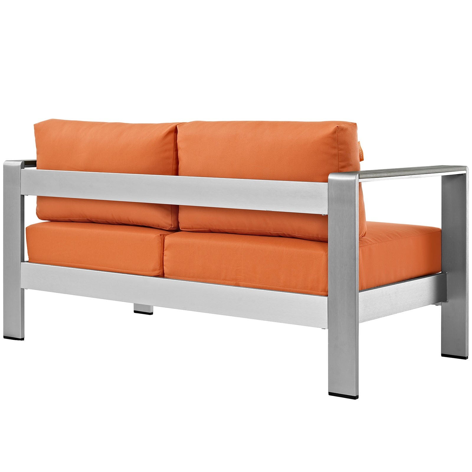 Shore Outdoor Patio Aluminum Loveseat – Silver/Orange EEI-2267-SLV-ORA