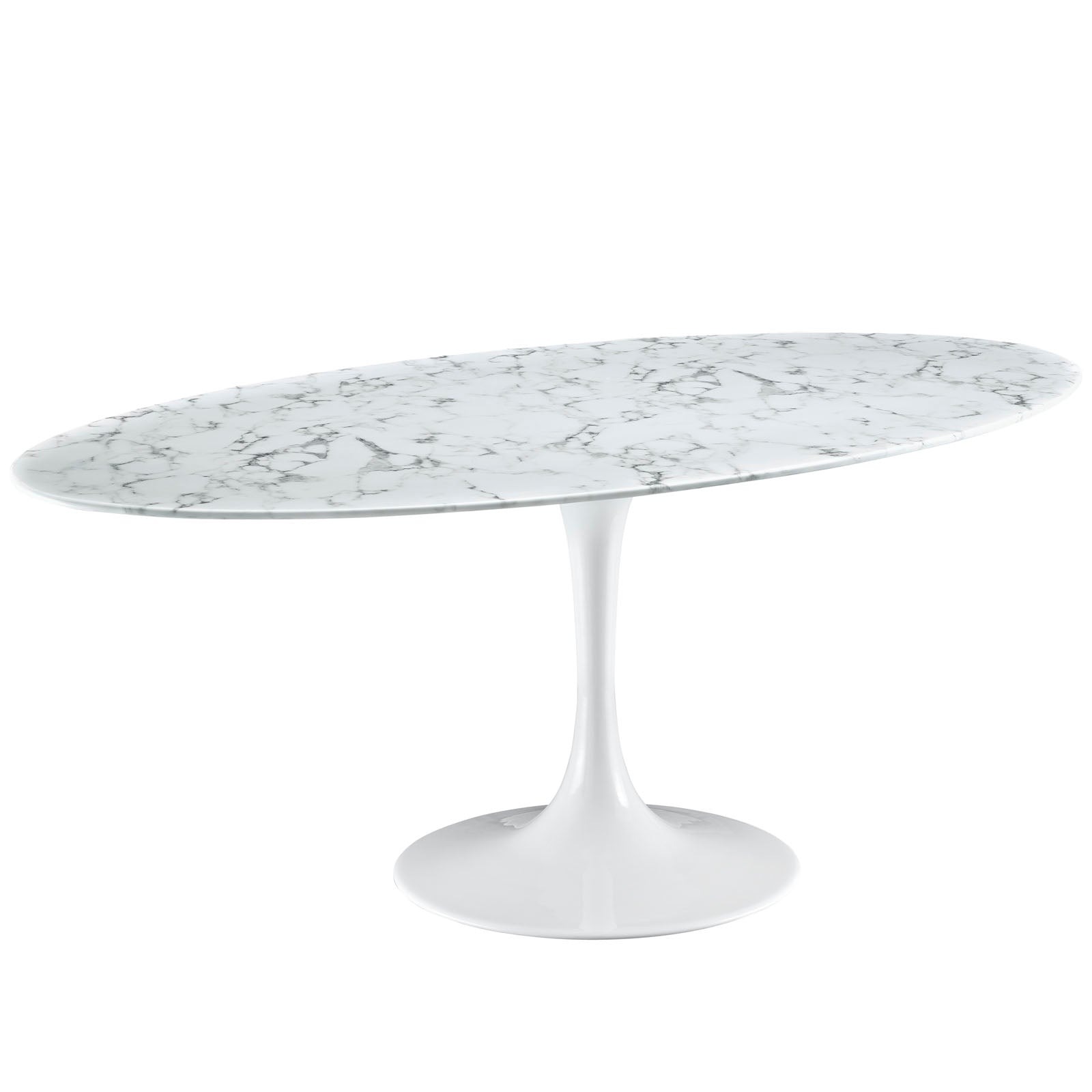 Lippa 78″ Oval Artificial Marble Dining Table EEI-1659-WHI