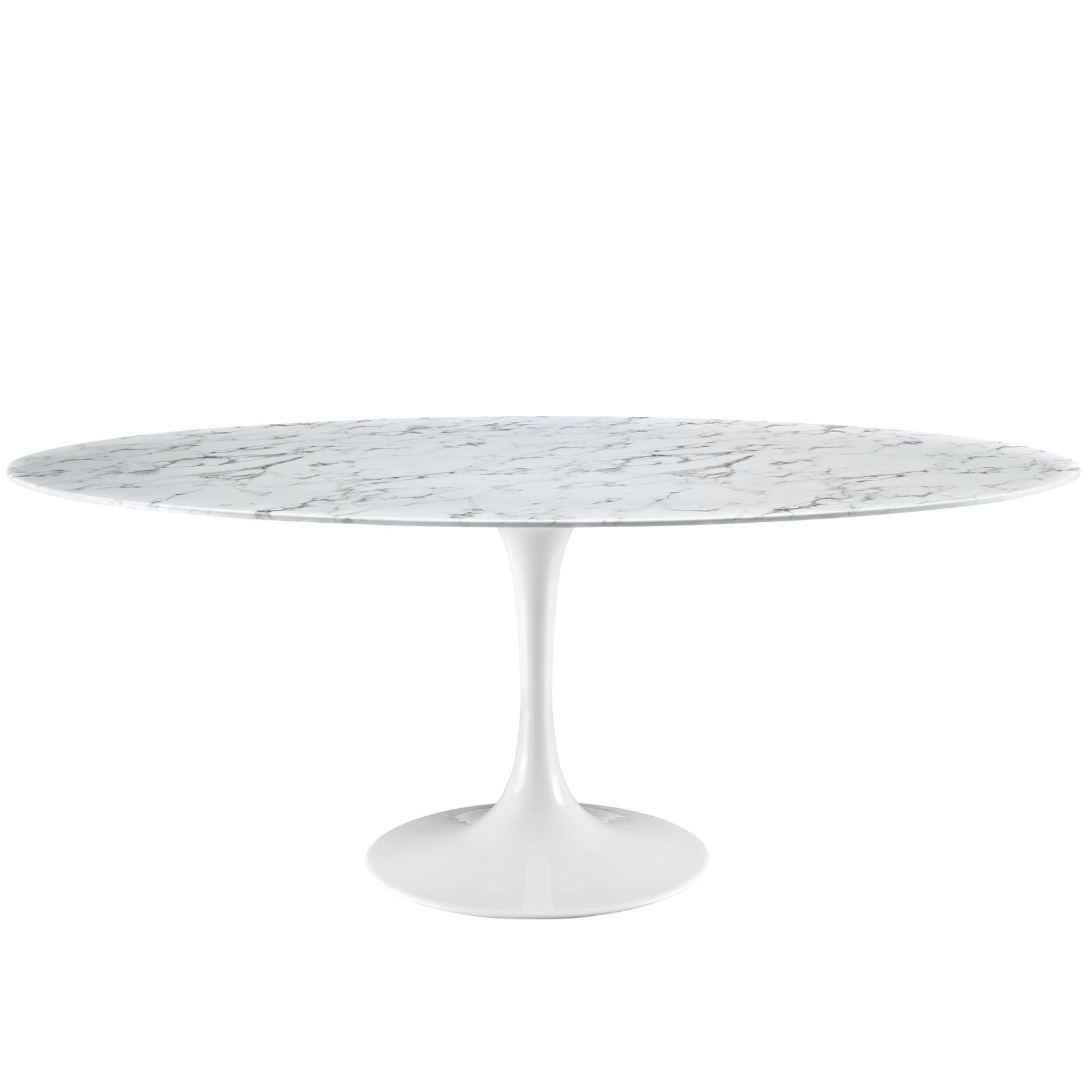 Lippa 78″ Oval Artificial Marble Dining Table EEI-1659-WHI