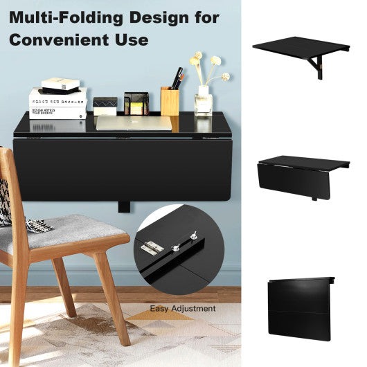 31.5 x 23.5 Inch Wall Mounted Folding Table for Small Spaces-Black