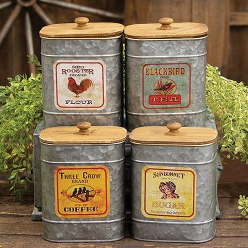 Metal Kitchen Canister, 4 Asstd. By CWI Gifts